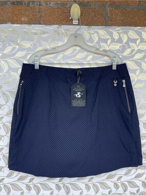 Anatomie Luxury Travel Skort XL Navy Blue Embossed Dot Reversible Golf Skirt⁠